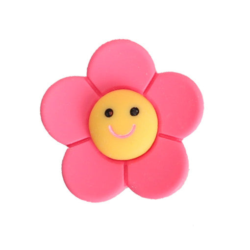 Pink Flower with Smiley Face