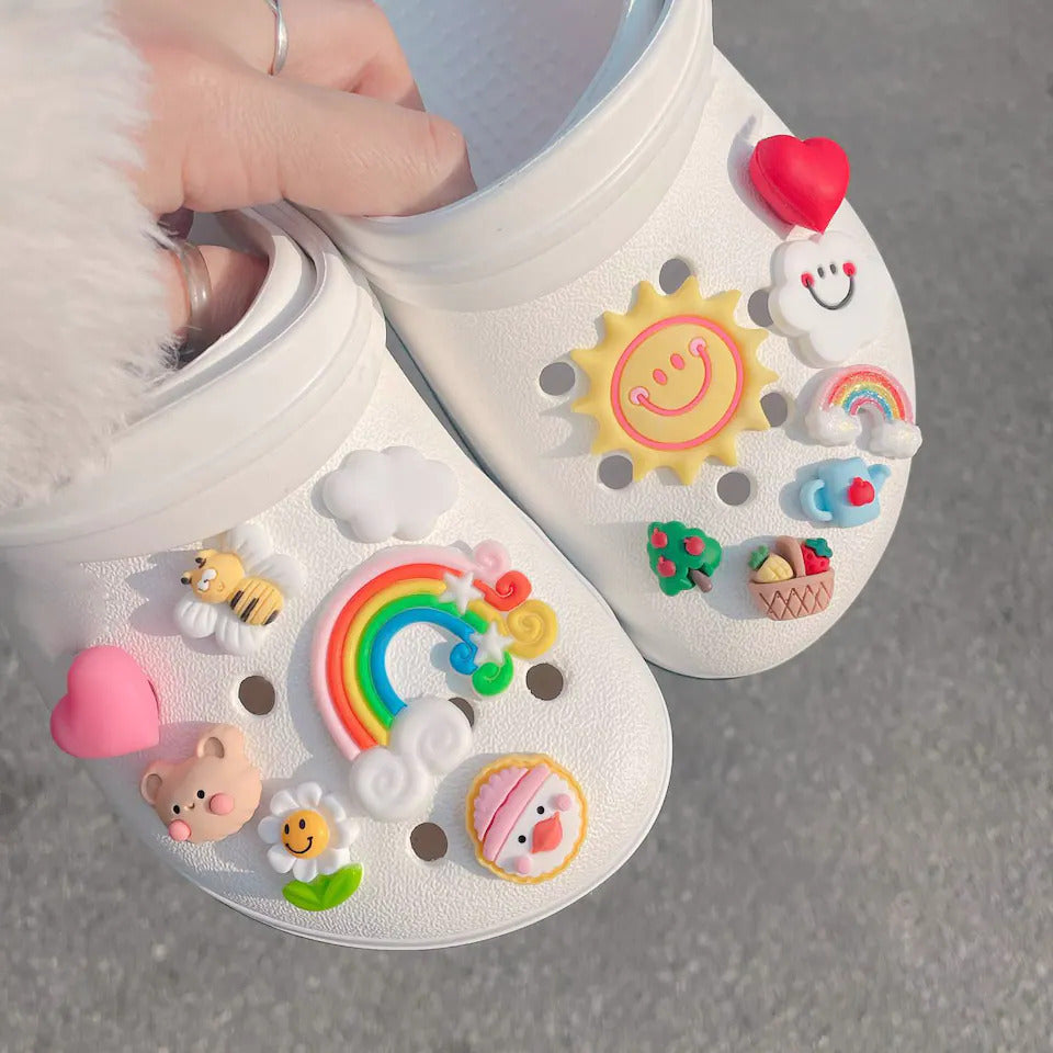 Charms 101 | Jibbitz for Crocs | Shoe Charms [14PCS] Sun Cloud Rainbow Set